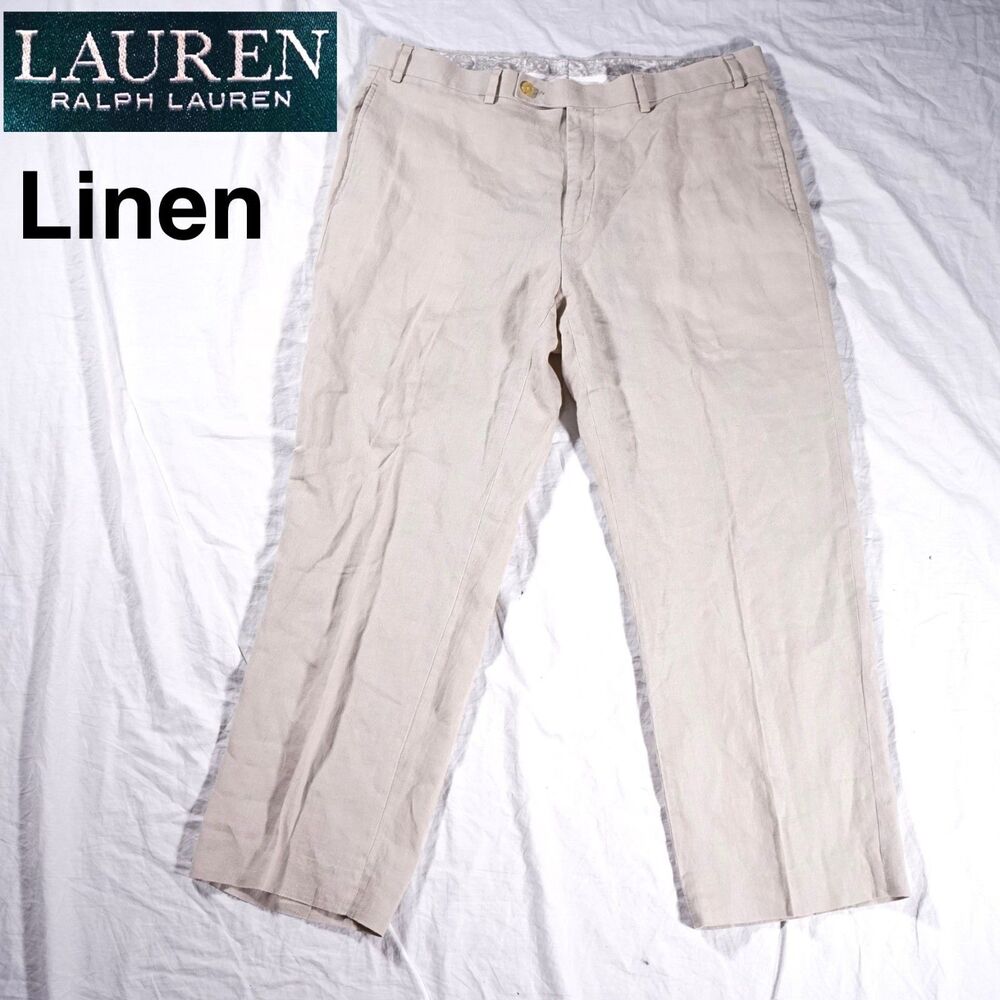 Lauren Ralph Lauren Linen Dress Pants Tan Beige Mens 36x27 Actual
